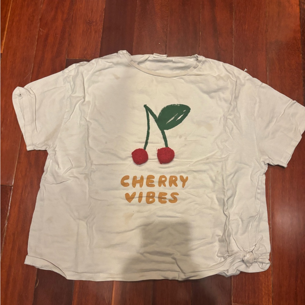 Zara White Cherry Vibes Kids Tee